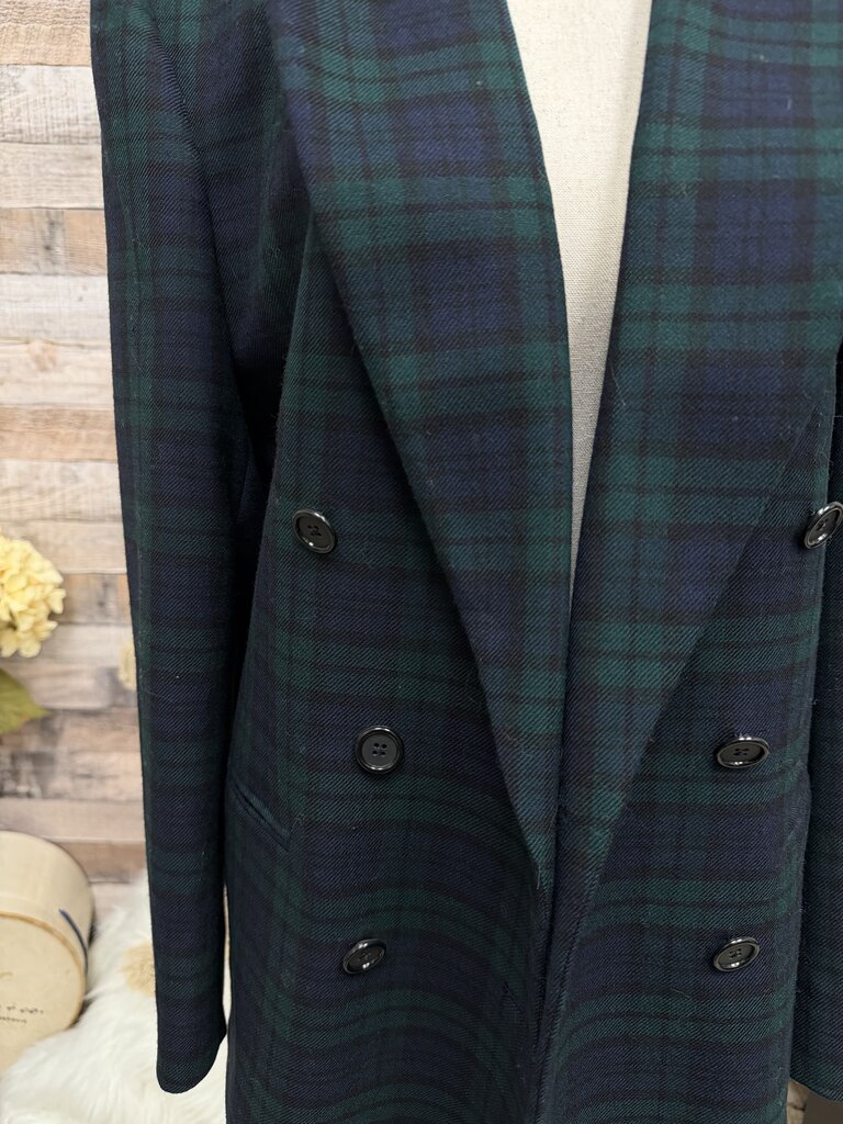 Gail Gordon navy/green tartan plaid blazer