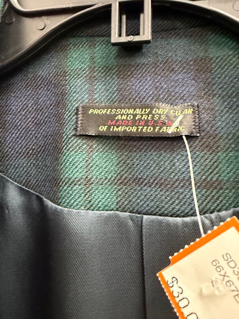 Gail Gordon navy/green tartan plaid blazer