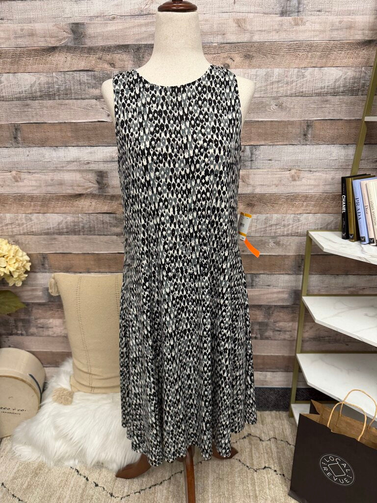 Ann Klein black/white geometric print dress NWT