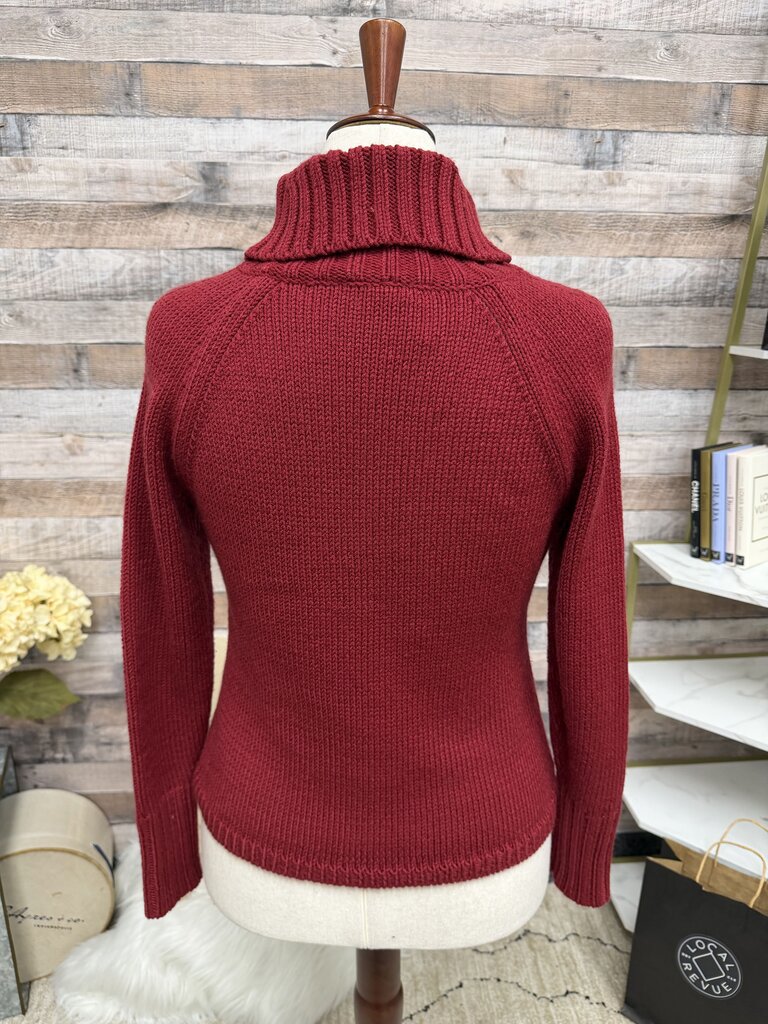 LOFT burgundy red cable knit turtleneck sweater Loft burgundy medium women SWEATERS