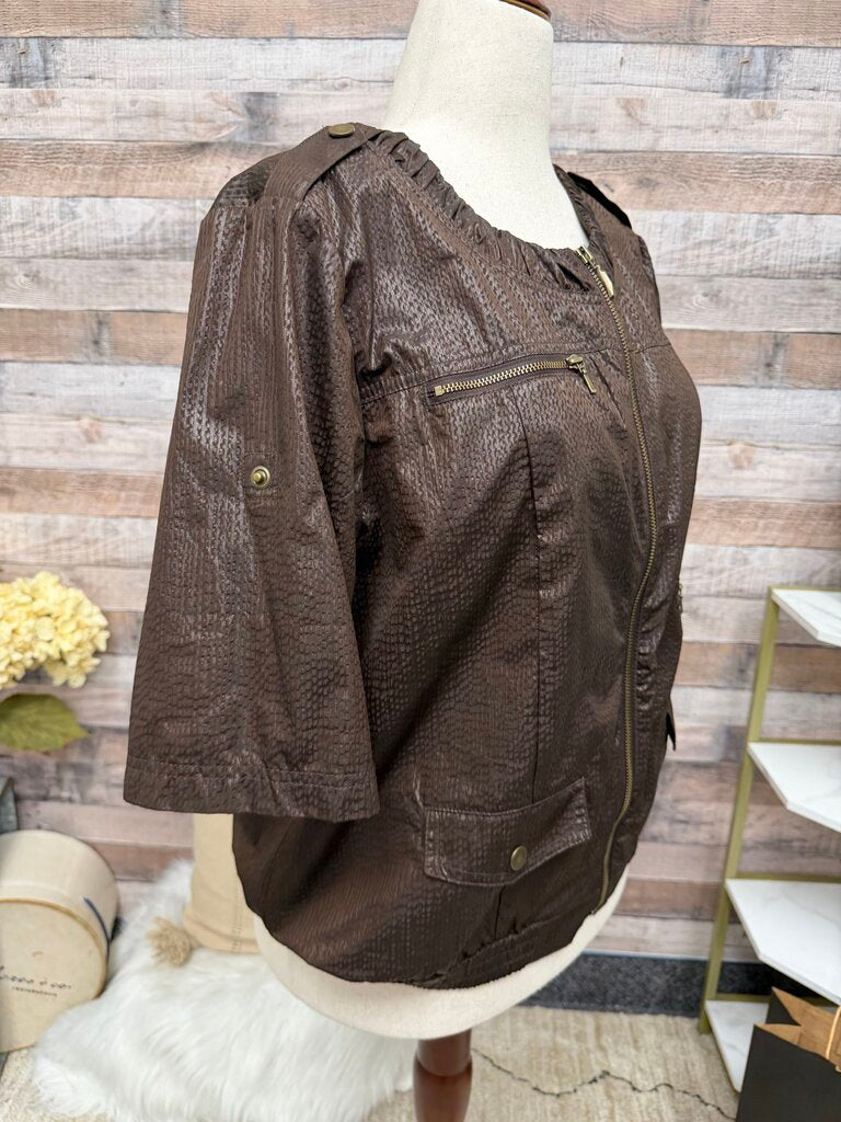 Chicos Zenergy brown bomber style jacket