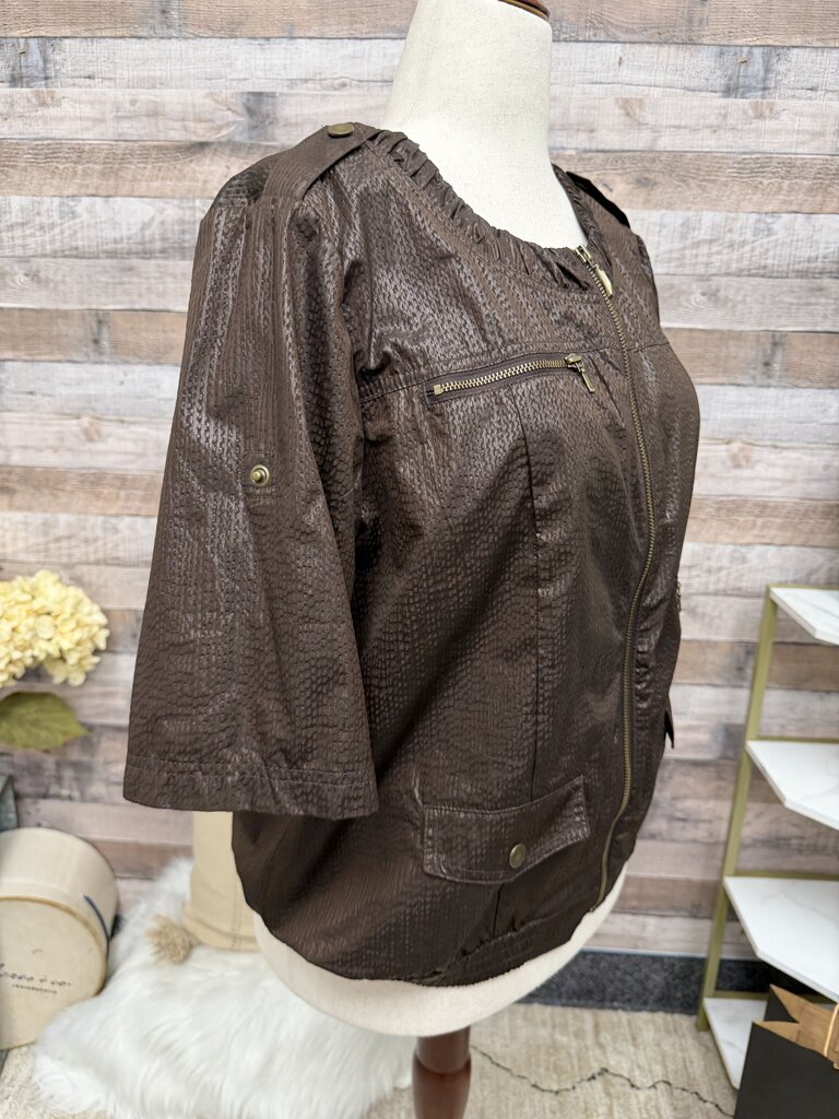Chicos Zenergy brown bomber style jacket Chicos brown 2 women JACKETS & COATS
