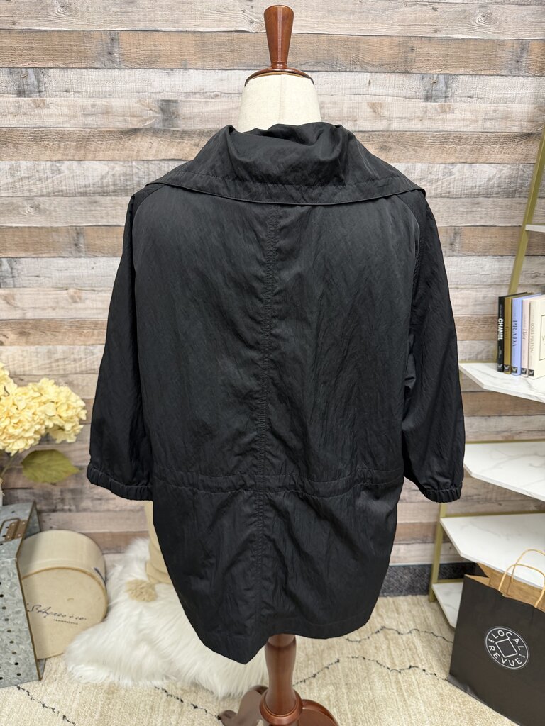 Chicos black button front jacket with large collar