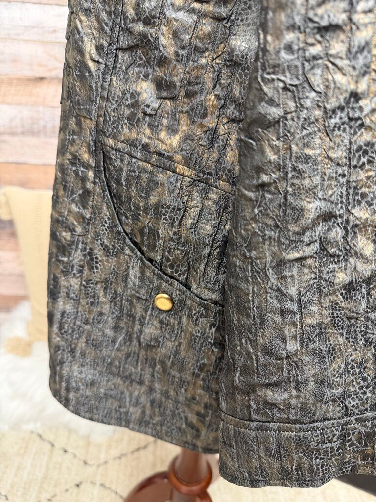 JM Collection animal print zip up bomber style jacket