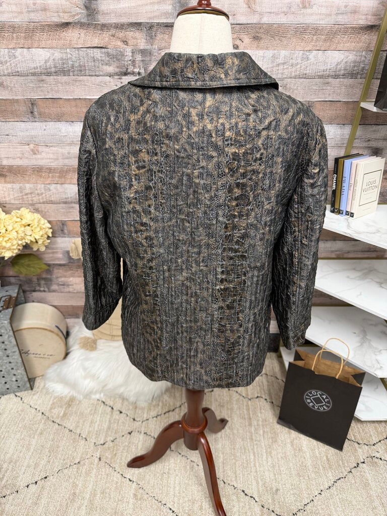 JM Collection animal print zip up bomber style jacket
