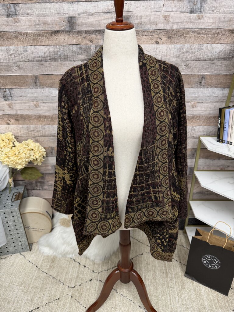 Paisley & Sage brown/black/wine open front kimono Paisley & Sage black/brown/wine large women JACKETS & COATS