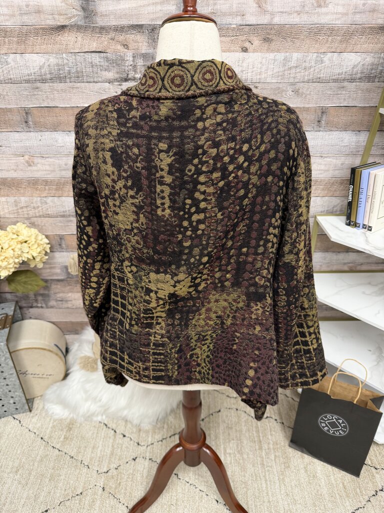 Paisley & Sage brown/black/wine open front kimono