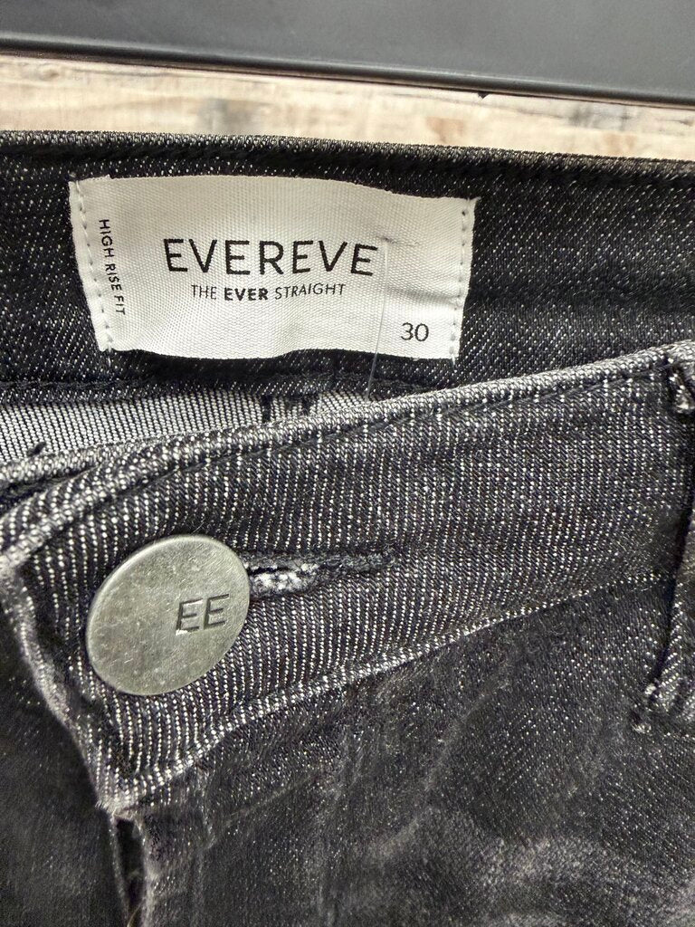 Evereve Black Distressed Raw Hem Button Fly Denim