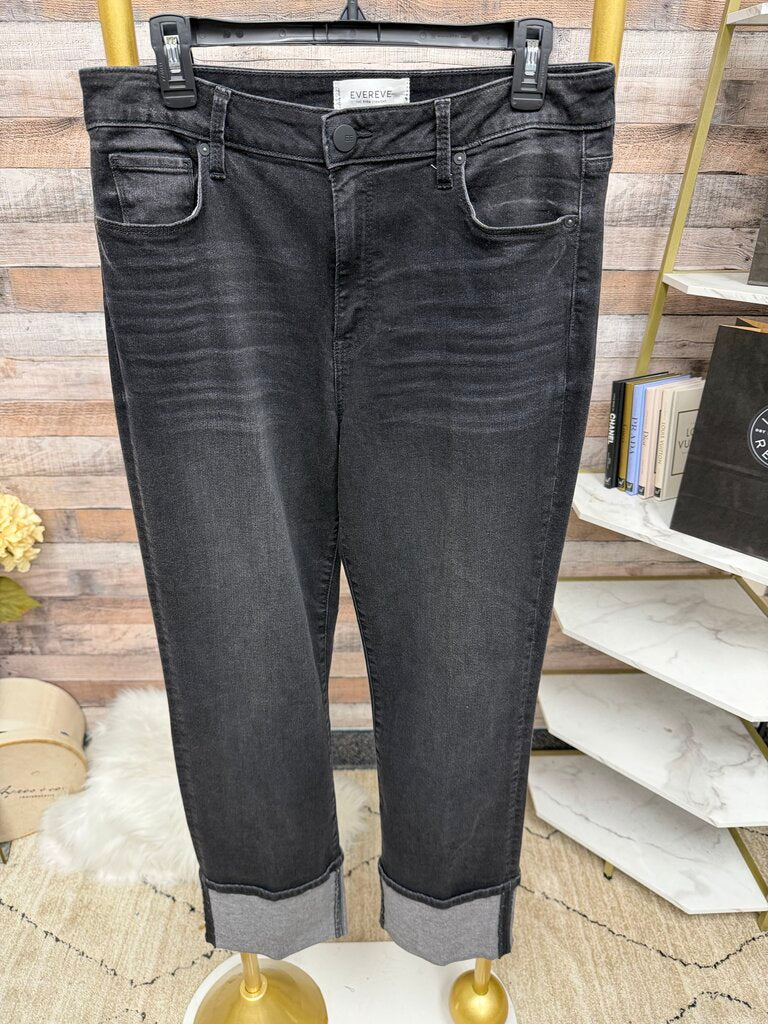 Evereve Black Straight Leg Cuffed Denim