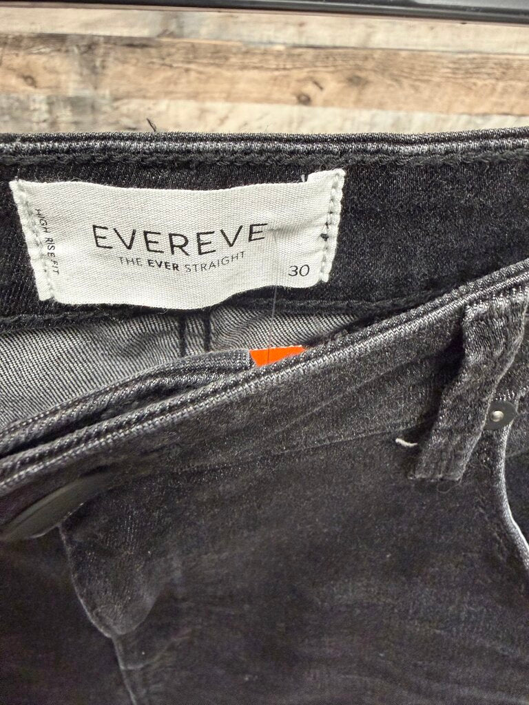 Evereve Black Straight Leg Cuffed Denim