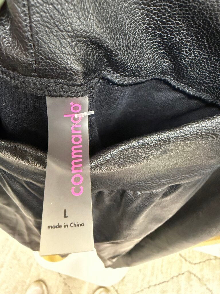 Commando Black Faux Leather Jogger Pants