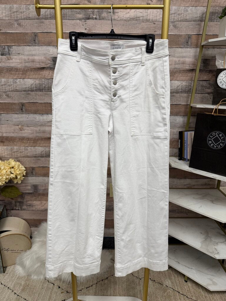Evereve White Crop Wide Leg Denim