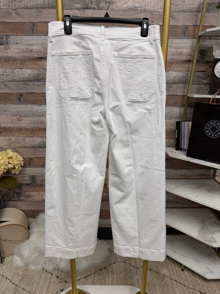 Evereve White Crop Wide Leg Denim