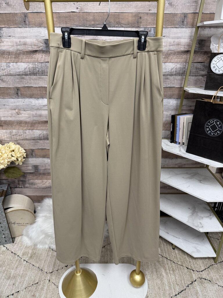 Lululemon Khaki Wide Leg Pleated Trousers