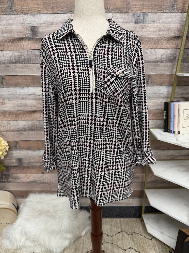 Tommy Hilfiger houndstooth pink/black blouse