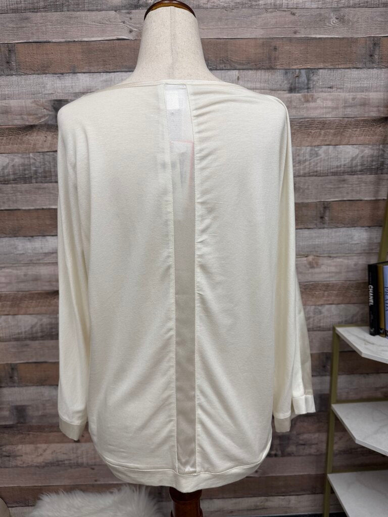 Chicos cream silk blend long sleeve blouse NWT