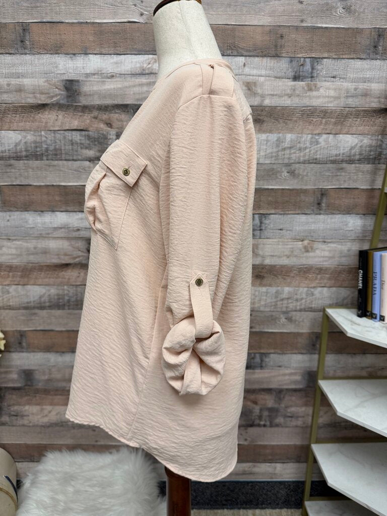 Calvin Klein pink roll tab button down shirt NWT