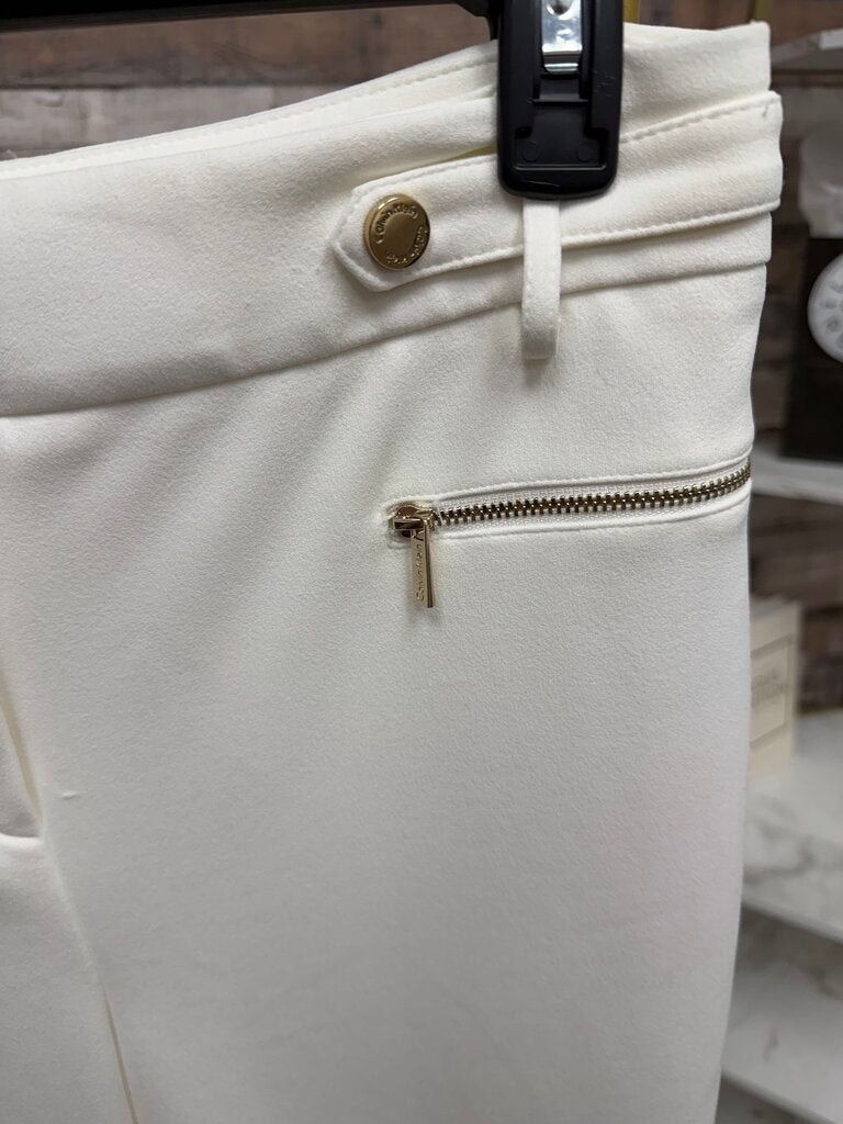 Calvin Klein white cropped pant with zipper pocket detail