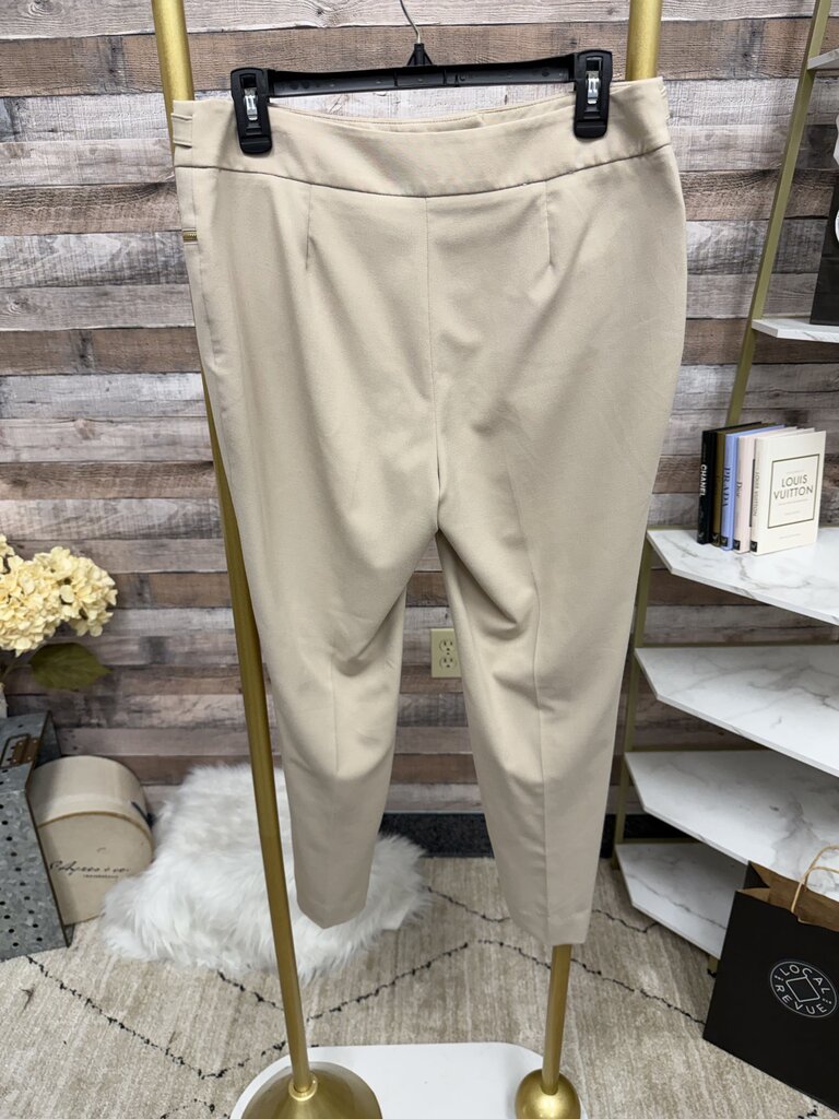 Calvin Klein beige straight leg dress pant with zip pockets