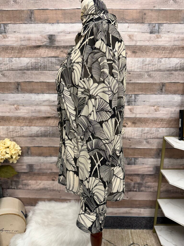Nautica black/cream tropical leaf print with belt