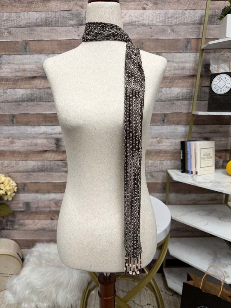 no brand brown with beads scarf