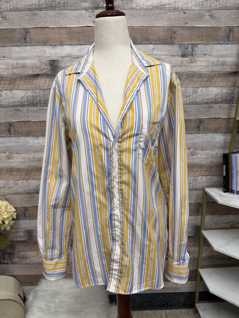 Frank&Eileen yellow button striped long sleeve shirt