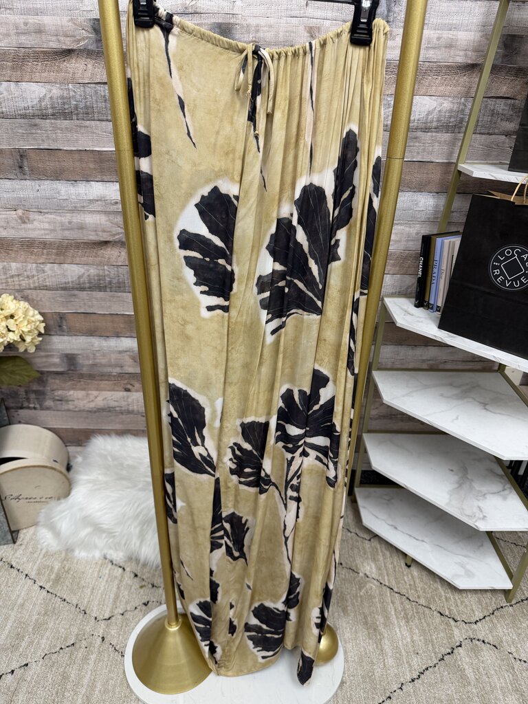 Zara Gold & Black Printed Maxi Cape Dress