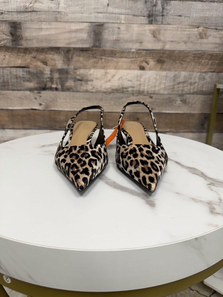 Zara Leopard Print Slingback Kitten Heels