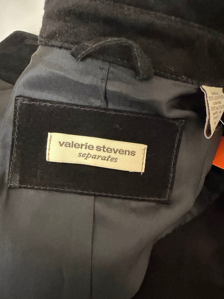 Valerie Stevens Black Suede Button Front Jacket