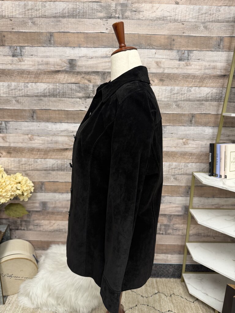 Valerie Stevens Black Suede Button Front Jacket