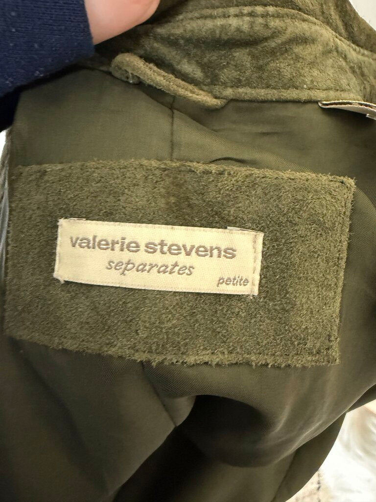 Valerie Stevens Green Suede Button Front Jacket