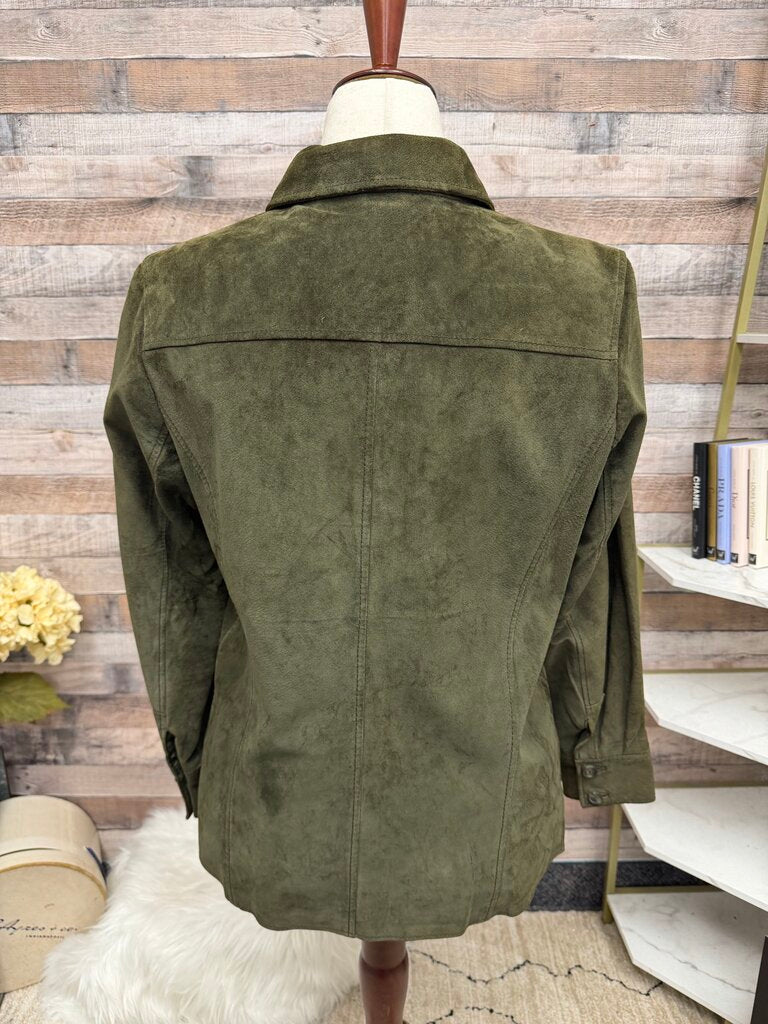 Valerie Stevens Green Suede Button Front Jacket