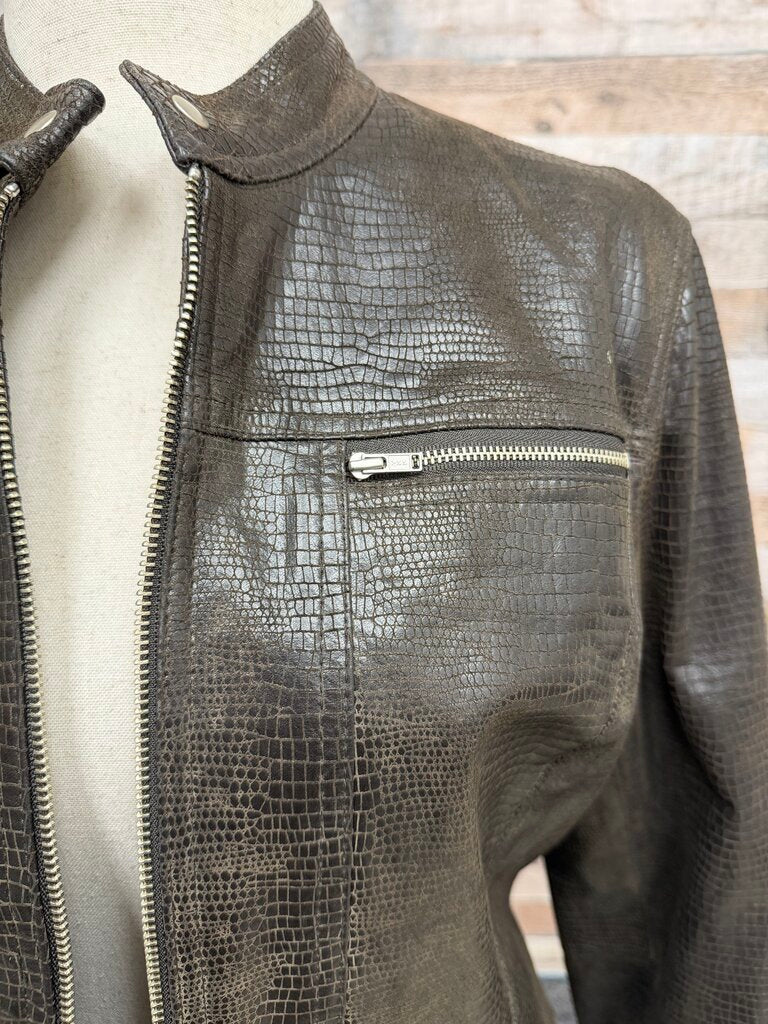Vintage I.E. Textured Brown Leather Jacket