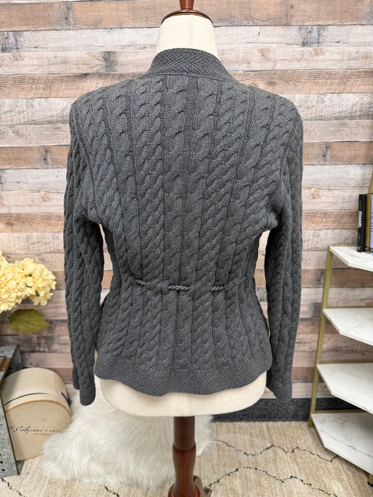 Charter Club Grey Cable Knit Tie Front Cardigan