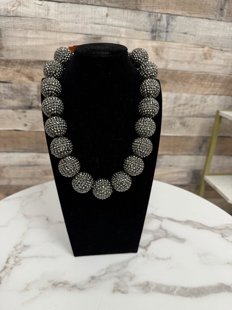 No label gunmetal large crystal ball beads No Brand crystal OS women ACCESSORIES
