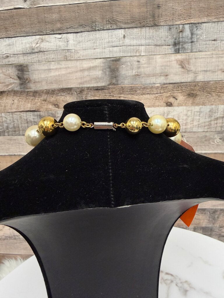 no label pearl/gold tone beaded necklace multi size beads