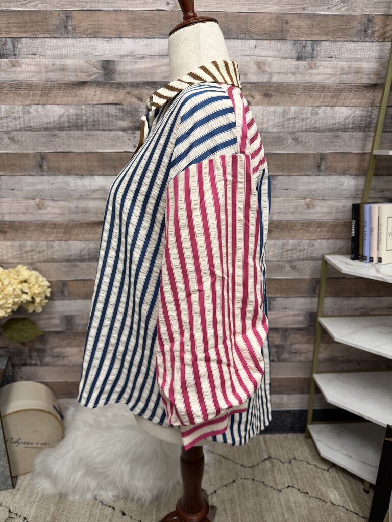 Entro multicolor striped button up blouse