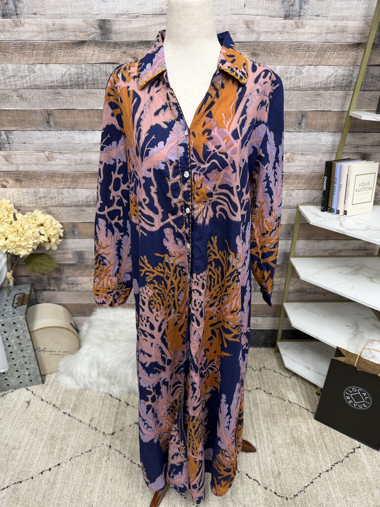 Debbie Katz multi color coral print tunic button dress