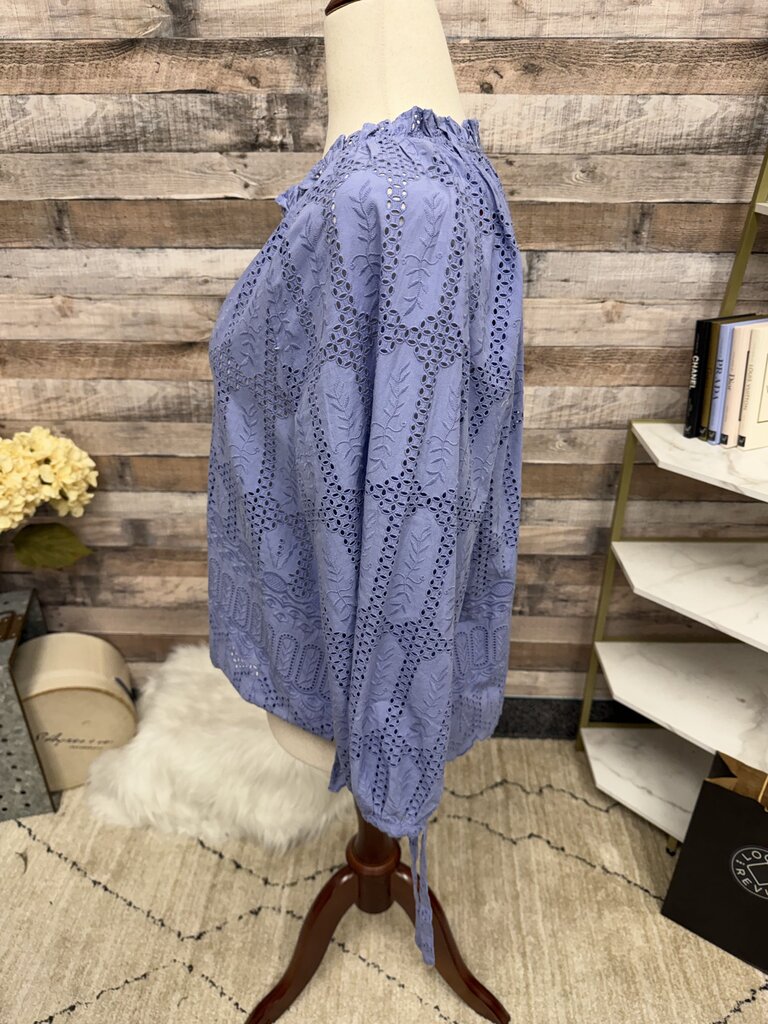 Cleobella purple cotton eyelet embroidered blouse