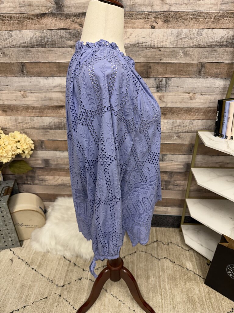 Cleobella purple cotton eyelet embroidered blouse