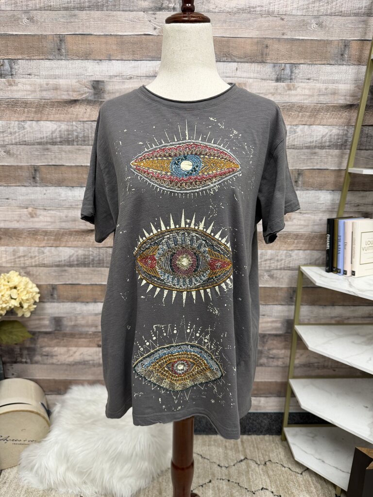 Kyla Seo Evil Eye celestial design graphics t-shirt