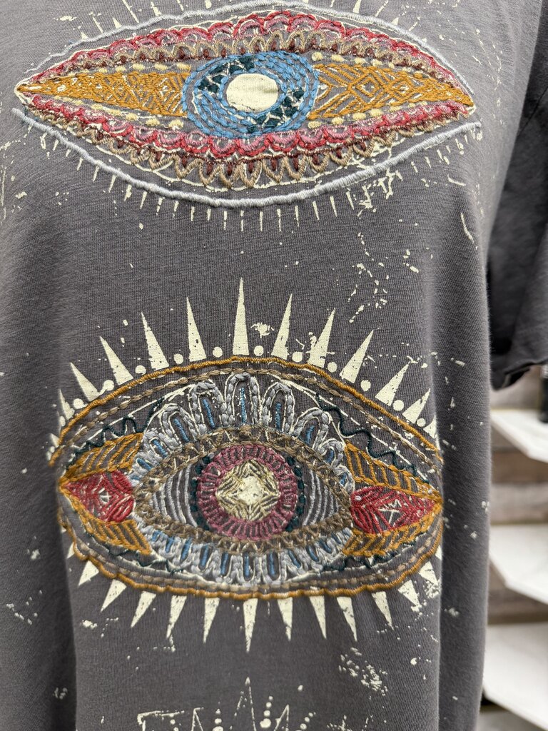 Kyla Seo Evil Eye celestial design graphics t-shirt