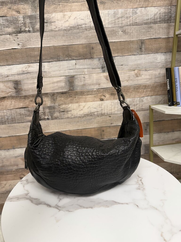 Latico Callie Black Pebbled Leather Sling Crossbody