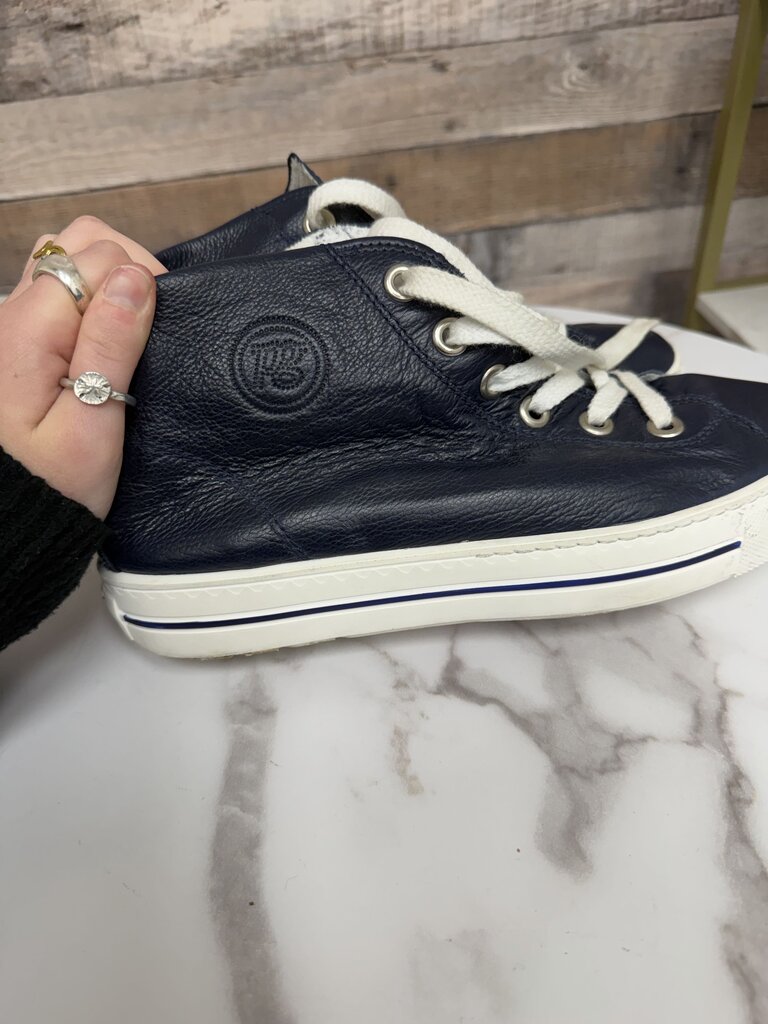 Paul Green Navy Blue Leather High-Top Sneakers