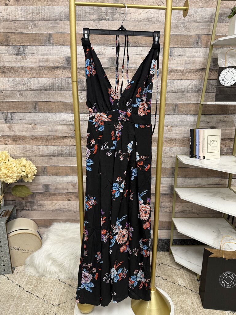 Simplee Apparel NWT Black Floral Halter Romper