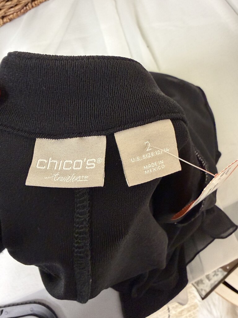Chicos Black Open Front Jersey Knit Cardigan