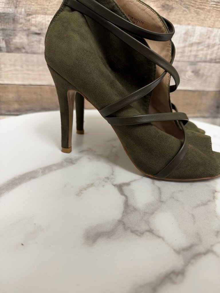 Journee Collection Olive Open Toe Heel Suede Booties