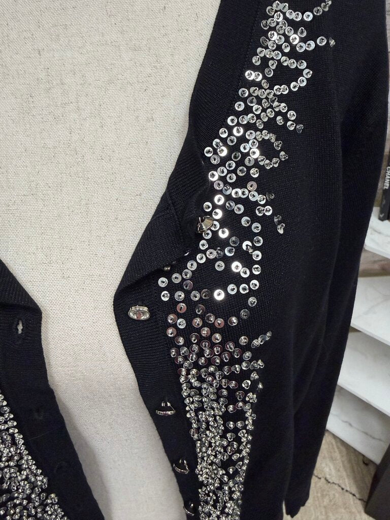 Soft Surroundings Black Button Up Cardigan /w Sequin Embellish XL