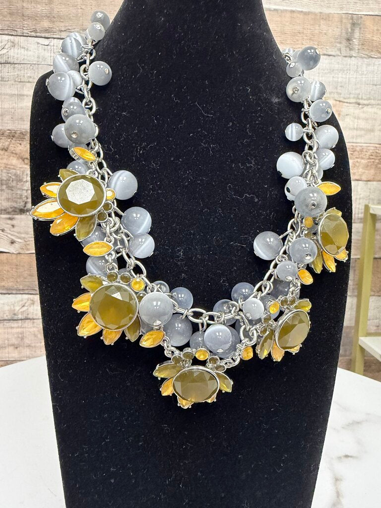 Talbots grey with sun flower beaded necklace