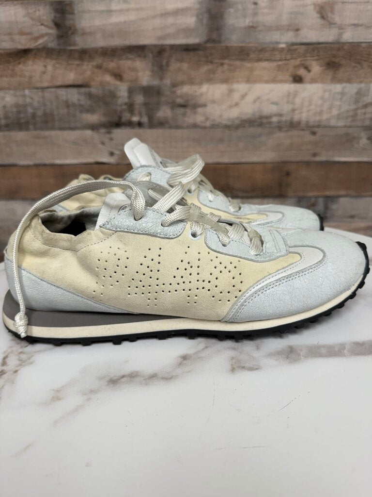 P448 cream leather/suede sneakers
